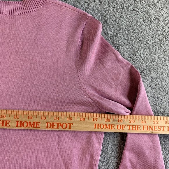 Ann Taylor Loft Sweater Top Womens Medium Silk Nylon Stretch Scoop Neck Pink - Picture 9 of 12